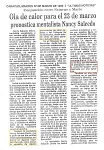 ola de calor para el 23 de marzo prnostica mentalista nancy salcedo deiviz MARZO 1996