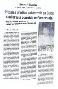 pitonisa predice catastrofe en cuba similar a la ocurrida en venezuela DICIEMBRE 1999