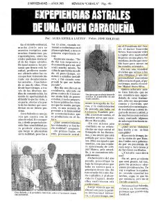 experiencias astrales de una joven caraqueña NOVIEMBRE 1985