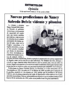 nuevas predicciones de nancy salcedo deiviz vidente y pitonisa OCTUBRE 2000nisa