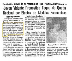 joven vidente pronostica toque de queda nacional por efectos de medidas economicas FEBRERO 1989