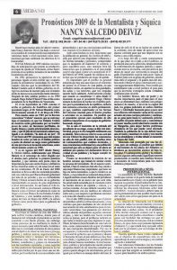 pronosticos 2009 de la mentalista y pisiquica nancy salcedo deiviz ENERO 2009
