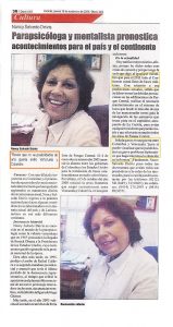 Pasapsicologa y mentalista pronostica aconteimientos para el pais y el continente Noviembre 2009