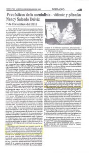 Pronostico de la mentalista, vidente DICIEMBRE 2009y pitonisa Nancy SAlcedo Deiviz