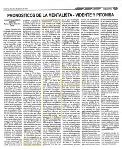 Pronostico de la mentalista, vidente y pitonisa Nancy Salcedo Deiviz ENERO 2010
