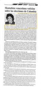 mentalista venezolana vaticina sobre las elecciones de Colombia JUNIO 2010