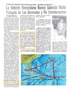 la vidente venezolana nancy salcedo deiviz visito triangulo de las bermudas y vio extraterrestre MARZO 1989