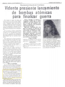 vidente presiente lanzamiento de bombas atomicas para finalizar guerra SEPTIEMBRE 1990