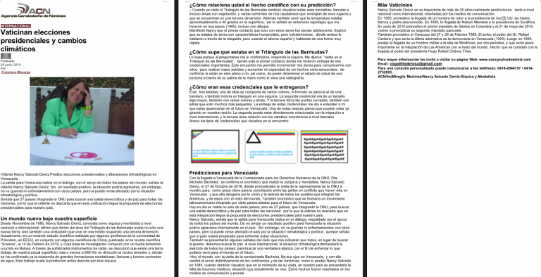 vaticinan elecciones presidenciales y cambios climaticos Jun 2019
